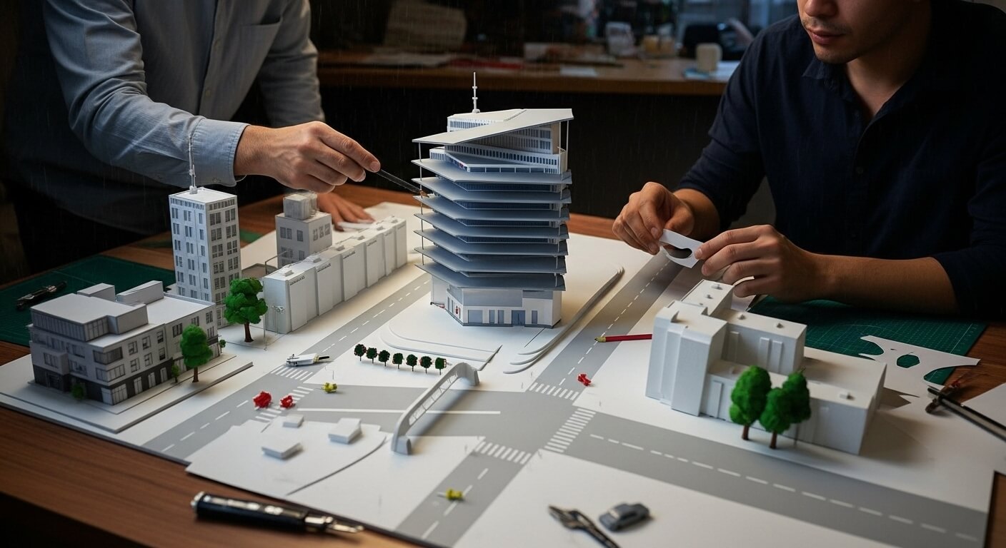 보유공지-안전거리에 저촉되는 대상물은 없는지 확인 하는 장면