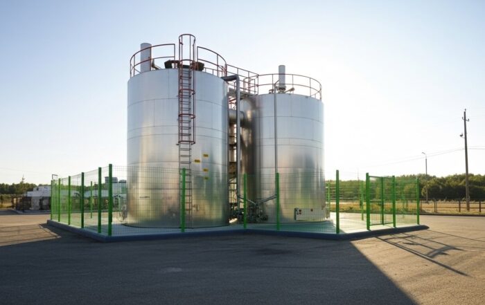 옥외탱크 주변 보유공지는 안보이는 선이라 휀스로 설명하는 장면